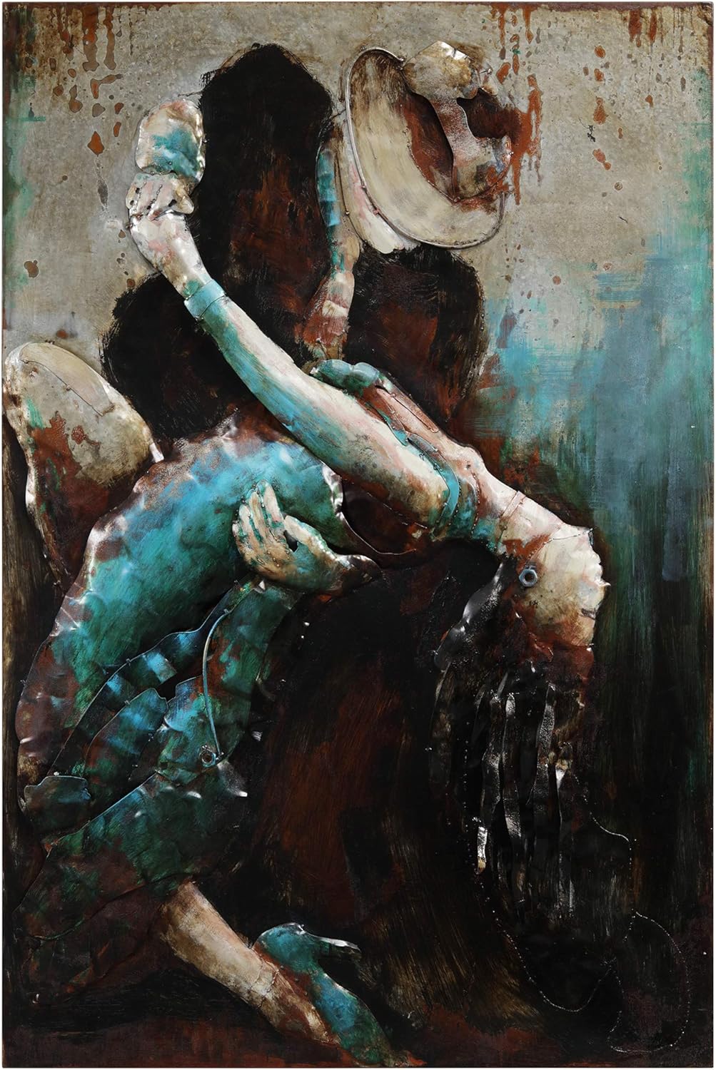 Mixed Media - Empire Art Direct Ballroom Dancers Mixed Media Iron Hand Painted Dimensional Wall Art, 48