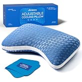 Dreamara Side Sleeper Pillow, Cooling Crescent Memory Foam Queen Pillow 1PK | Extra Pillowcase, Ergonomic Curved Gusset Design for Adults, Adjustable Loft, Shredded Memory Foam, Neck Support