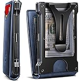 KEMISANT Men Wallet- Slim Wallet Money Clip For Gift Men in Front Pocket 12Cards-Metal Case with Magnetic Flip