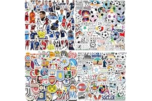 HOMIEGO 200 PCS World Cup Football Soccer Stickers Soccer Sports Stickers Vinyl Waterproof Sticker Graffiti Decals Soccer Gifts for Water Bottle Helmets Scrapbook World Cup Kids Teens Adults