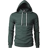 H2H Men's Pullover Hoodie Lightweight Long Sleeve with Kangaroo Pocket Slim Fit Basic Casual Sweatshirt