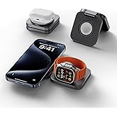 LULULOOK Foldable Wireless Charger for iPhone, 2 in 1 Portable Charging Pad Fast Charging for 16/15/14/13/12 Series, 5W Aluminum Fast Charging for AirPods and iWatch, Gray