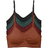 Kalon 4 Pack Women’s Nylon Spandex Removable Pads Comfort Cami Bras Wireless