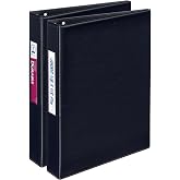 Avery Mini 3 Ring Binders, 1" Round Rings, 2 Black Binders | For Planners, Recipes and Reference Materials, Nonstick Interior Pockets, Spine Business Card Holder, Holds 5.5" x 8.5" Paper