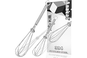 Anaeat Mini Wire Whisks, Set of 2 Portable Stainless Steel Kitchen Tiny Whisk & Egg Beater with Thick Wire - Sturdy Small Mix