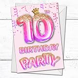 Olivia Samuel 20 Pack 10th Birthday Invitations Pink Gold Glitter Ready to view 3