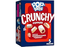 Pop-Tarts Crunchy Poppers Crunchy Filled Snack Pieces, Kids Snacks, On-the-Go, Frosted Strawberry Crunch, 5oz Box (5 Pouches)