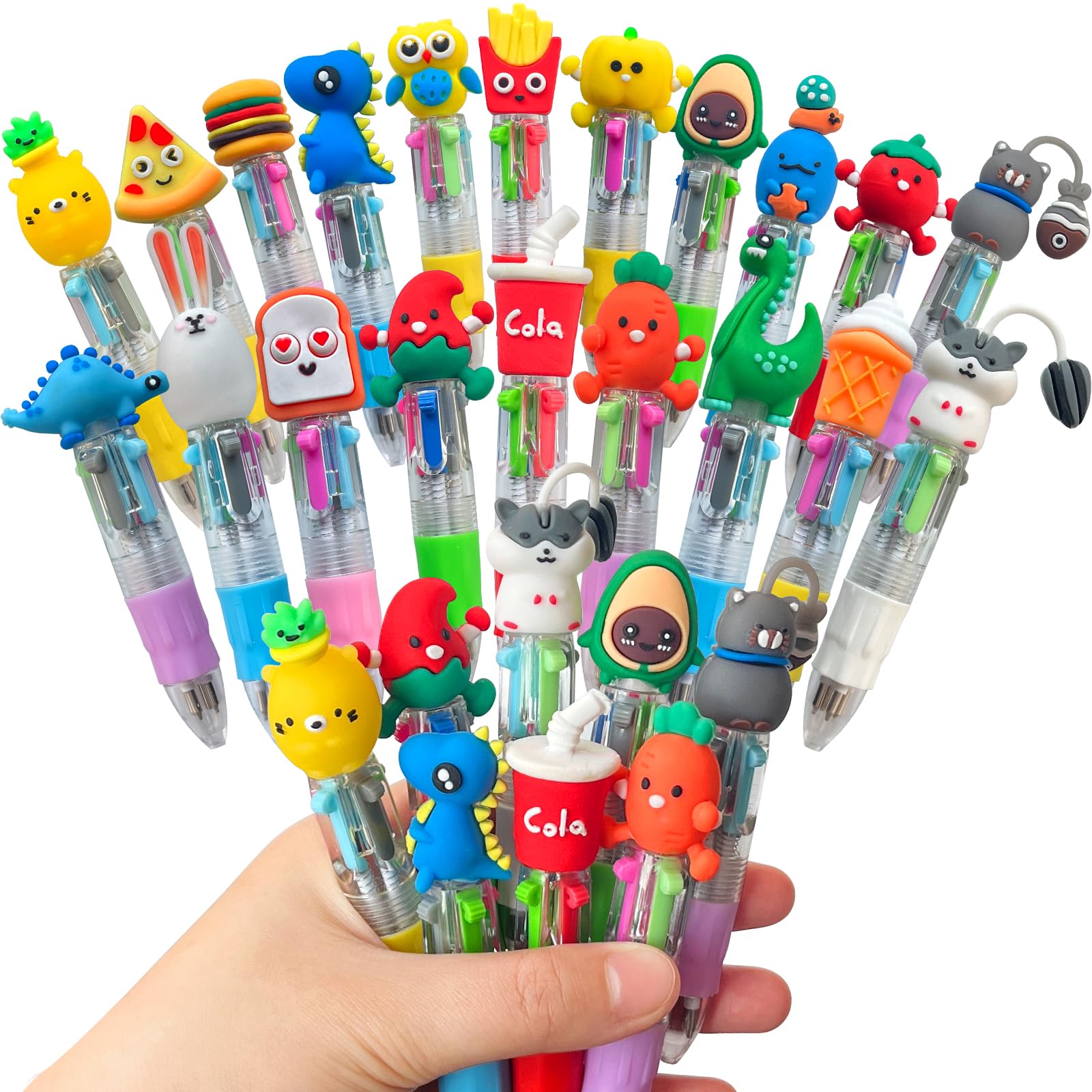 Mini Multicolor Pen in One,4-in-1 Cute Pens for Kids,20 Pcs Ballpoint Pens for Children Birthday Party,Fun Gifts Assorted Lnk Kawaii Pens for Classroom Prize,Office School Supplies