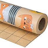 RUSPEPA Kraft Wrapping Paper Roll - Mini Roll - Cat Design for All Occasions - 17 Inches X 32.8 Feet