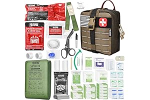 VLITEPRO 144 Pcs Advanced Trauma First Aid Kit - Emergency Camping Gear with Tourniquet, Compression Bandage, 36" Splint | Portable Survival Gear for Outdoor, Home, Camping- Gift for Husband Dad and Wife-Brown