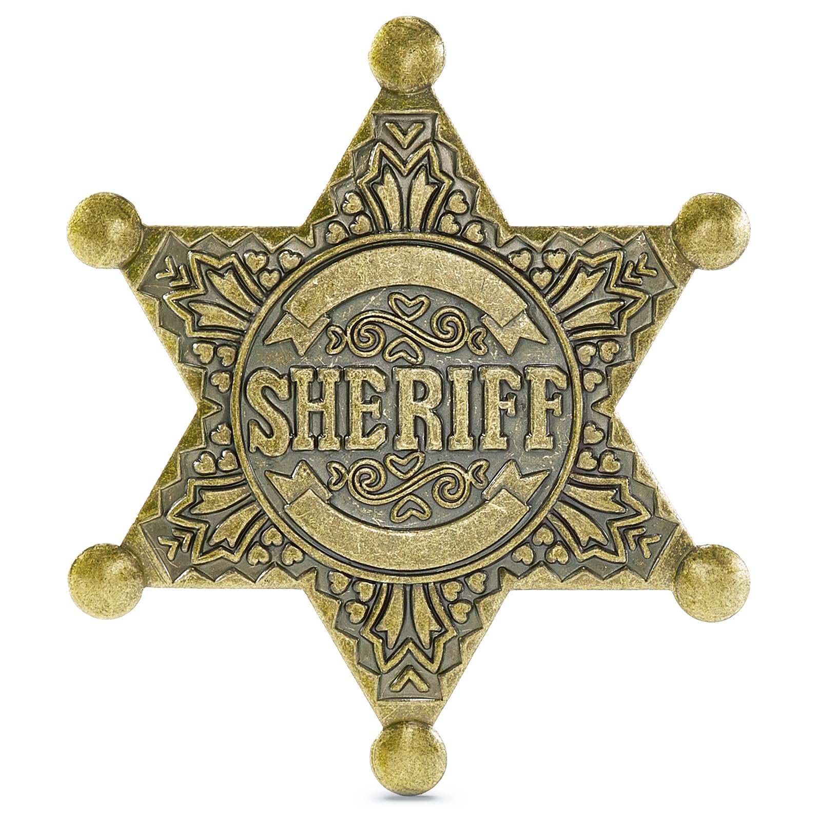 Metal Sheriff Badge Pin - Western Cop Star, Old West Prop