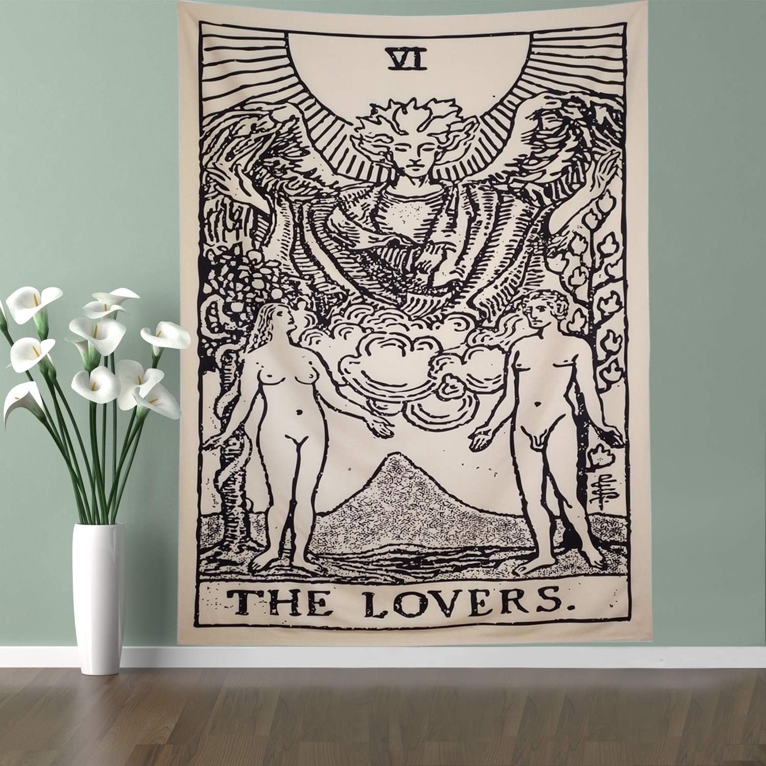 Lahashoker Tarot Tapestry The The Loves Tarot Theme Tapestry Psychedelic Medieval Europe Divination Wall Hanging Tapestry Mysterious Meditation Wall Tapestry Bohemian Hippie Ethnic Tapestries