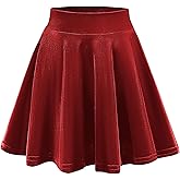 Urban CoCo Women's Vintage Velvet Stretchy Mini Flared Skater Skirt