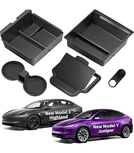 Tapis Silicone Antidérapant Pour Tesla Model 3 Highland | Zone De Charge Sans Fil | Noir - Protection Poussière