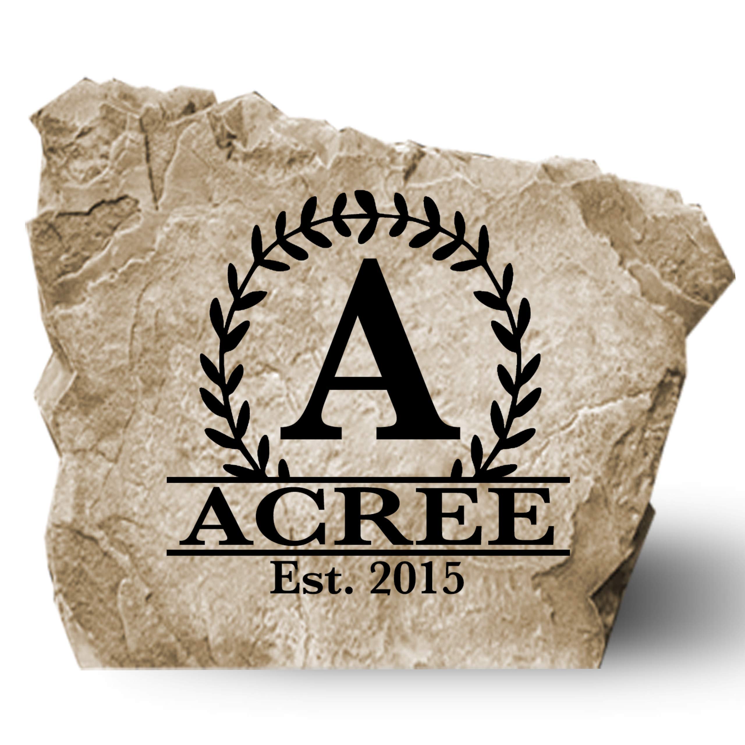 Personalized Engraved Monogram Name Established Date Garden Stone - Landscape Stone - Sandstone Color - 15” W x 15” H