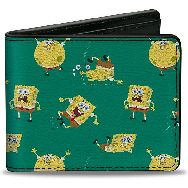 Spongebob Bifold Wallet - Nickelodeon Licensed Vegan Leather Men's Billfold