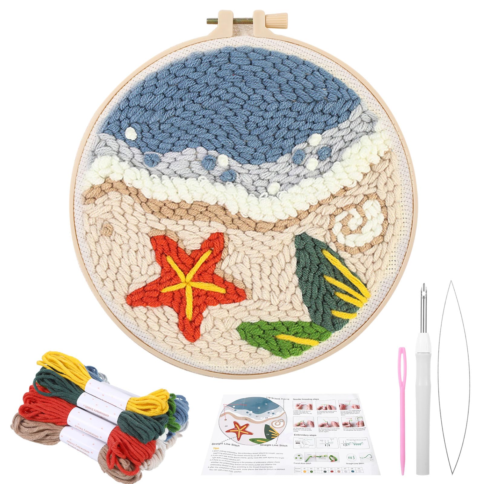 Photo 1 of Fanmayhe Punch Needle Kit, Punch Needle Kits Adults Beginner, Embroidery Kit for Beginners Adults and Kids Include Embroidery Cloth with Pattern Thread Needle Threading Tool Instruction