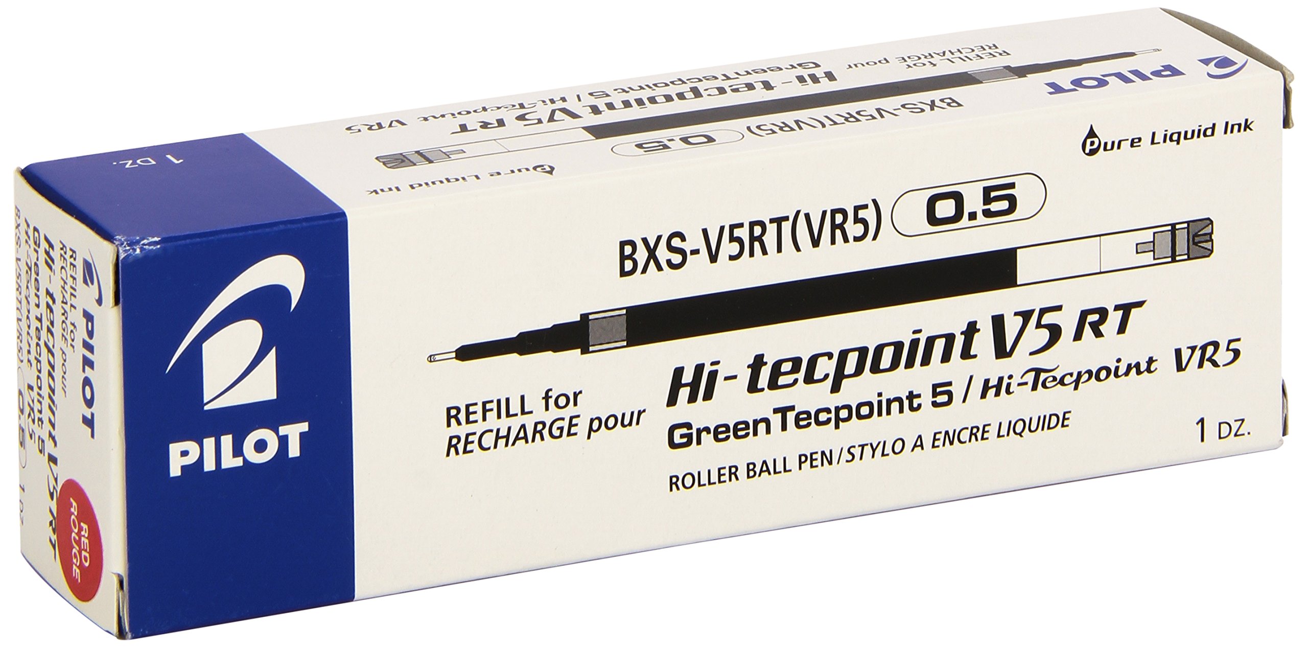 Pilot Refills for V5 RT/Greenball 0.5 mm Tip (Box of 12) - Red