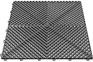 GOSLARLIT 25PCS|15.7"x15.7" Garage Flooring Tiles, Non-Slip Interlocking Plastic Garage Floor Mat, Garage Organization & Garage Storage, Vented Pattern (Black)