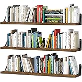 upsimples Floating Book Shelves for Wall, 35.4 Inches Long Floating Wood Shelves for Living Room, Library, Bedroom, Office Or