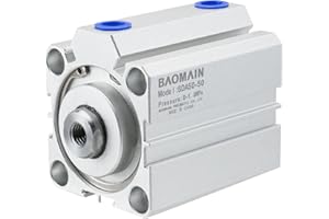 Baomain SDA50x50 Compact Thin Air Cylinder,1.97 inch(50 mm),Stroke 1.96 inch(50 mm), Double-Acting, Single Rod, Aluminum Body for Small Machinery and Industrial Automation