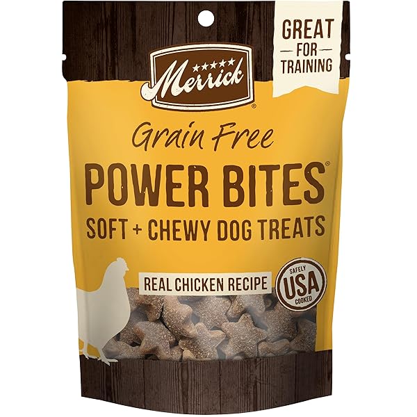 MERRICK POWER BITES NATURAL SOFT AND CHEWY REAL MEAT DOG TREATS, GRAIN FREE SNACK WITH REAL CHICKEN RECIPE – 6 OZ. BAG