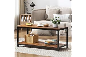 SogesGame Coffee Table Square Coffee Tables Small 2 Tiers Sofa Table Side Table End Table Console Table, 39.3 * 15.7in,Vintag