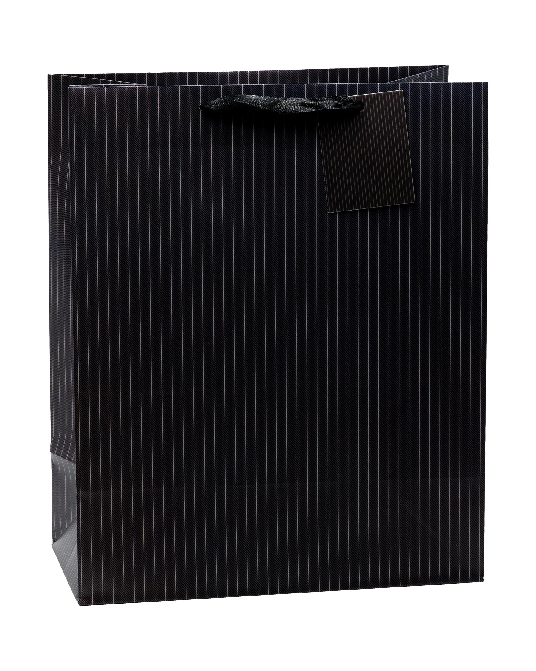 TSI 86310 Gift Bags Pinstripes Black, Pack of 12, Size: Large (10 x 5.5 x 12.5 inch)