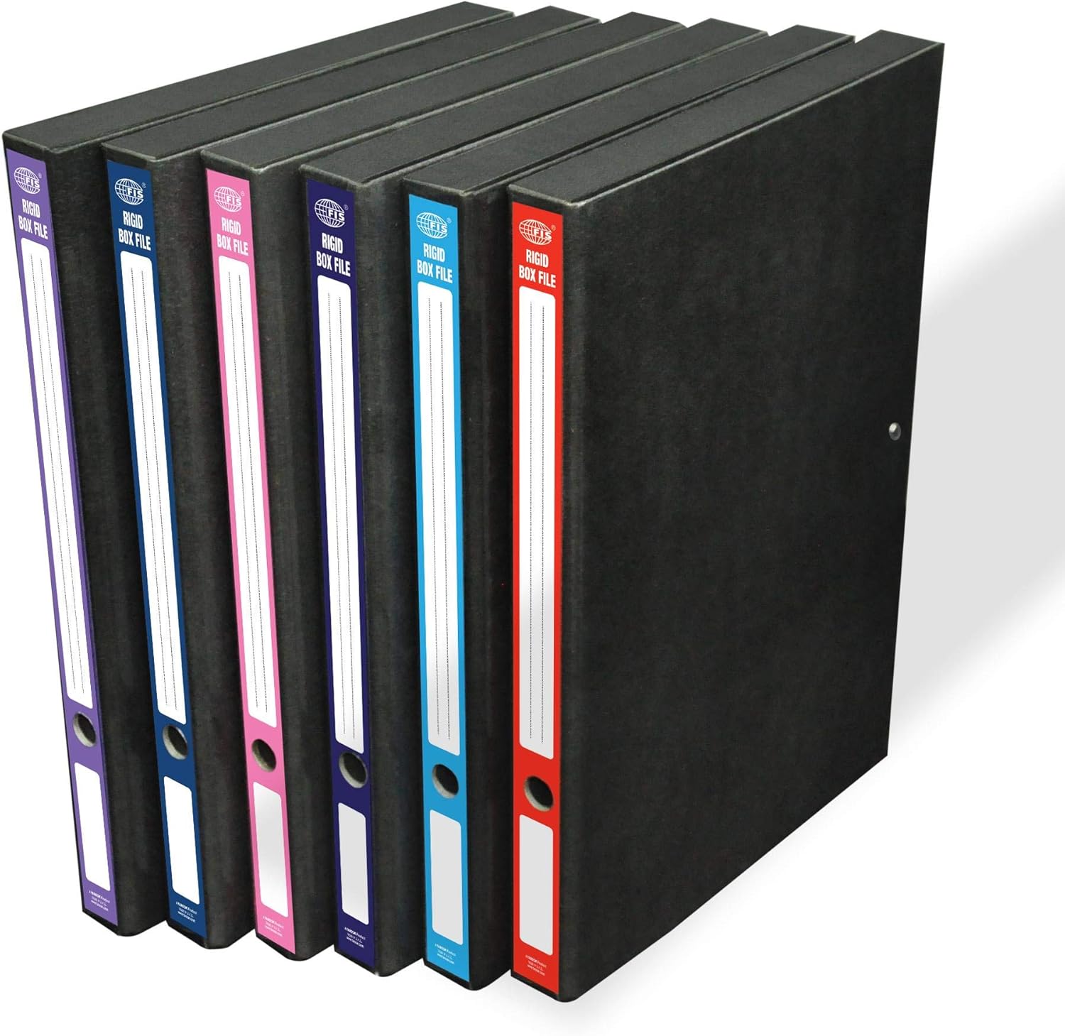 Rigid Box Files with Wire Clip Assorted Colors Set of 6 Pieces, 212mm x