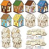 Fennoral 14 Pack Christmas Nativity Craft for Kids Make You Own 3D Jesus House DIY Coloring Wooden Religious Christian Nativity Craft for Christmas Art Activities Xmas Party Decoration