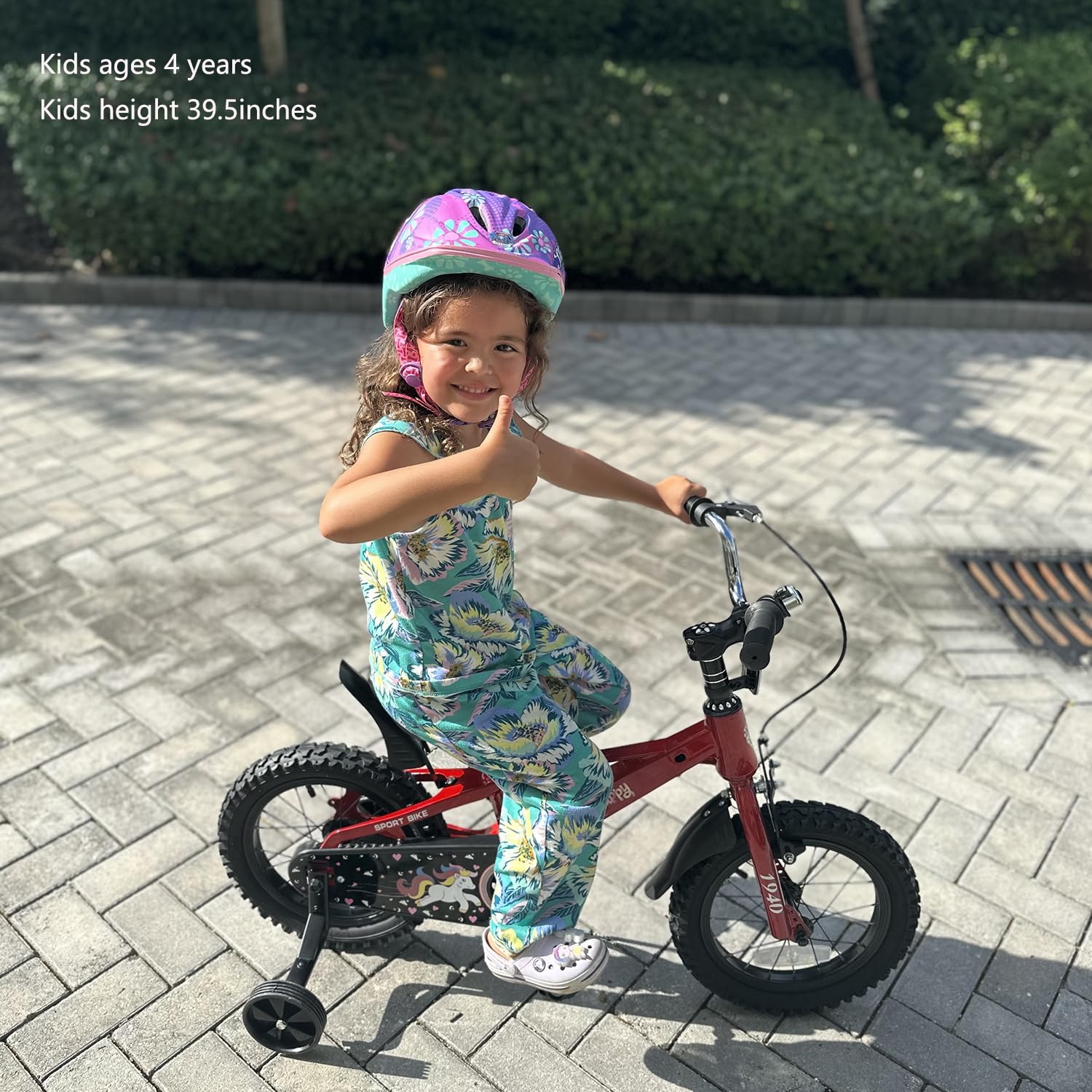 ONLYGU Girls Bike 14 Inch Kids Bicycle for Ages 3-5 with Training Wheels Easy Assembly Sturdy Magnesium Alloy Frame