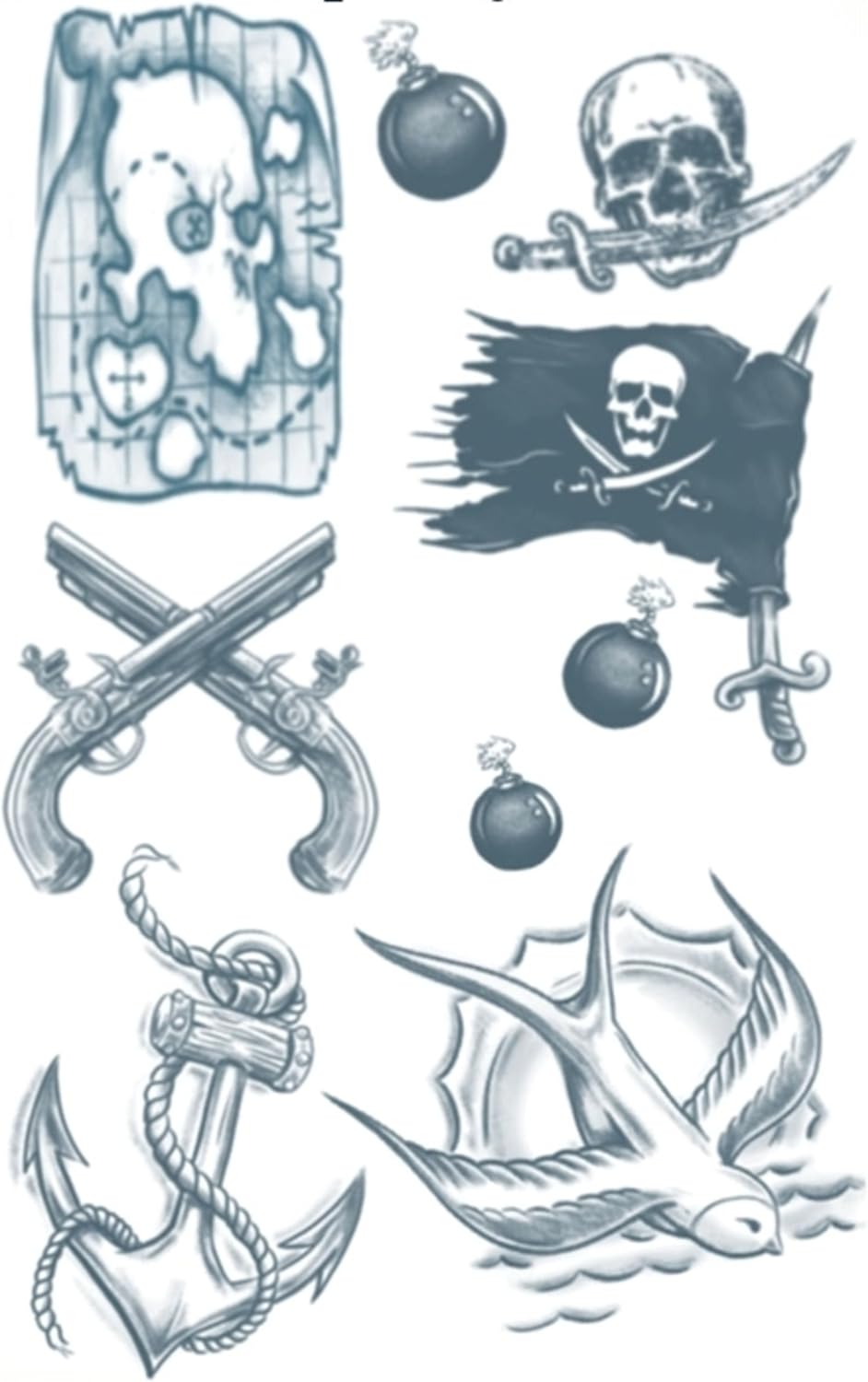 Tinsley Transfers Pirate Buccaneer Temporary Tattoo Kit, Standard