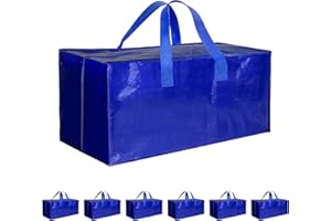 6 Pack Oversized Heavy Duty Moving Bags with Backpack Straps, Strong Handles & Zippers, Extra Large Storage Tote Moving Boxes