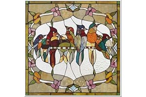 Window Film Window Film Stained Glass Films,Art Deco Design,Birds Static Cling Sticker,Home Decor Foil, Treatment for Room(Co