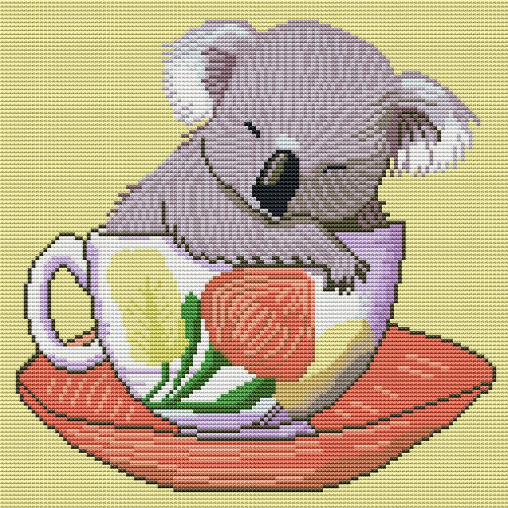 Abillyn Embroidery Cross Stitch Kits Koala in Cup Stamped with Printed Pattern Starter Kit (Koala)