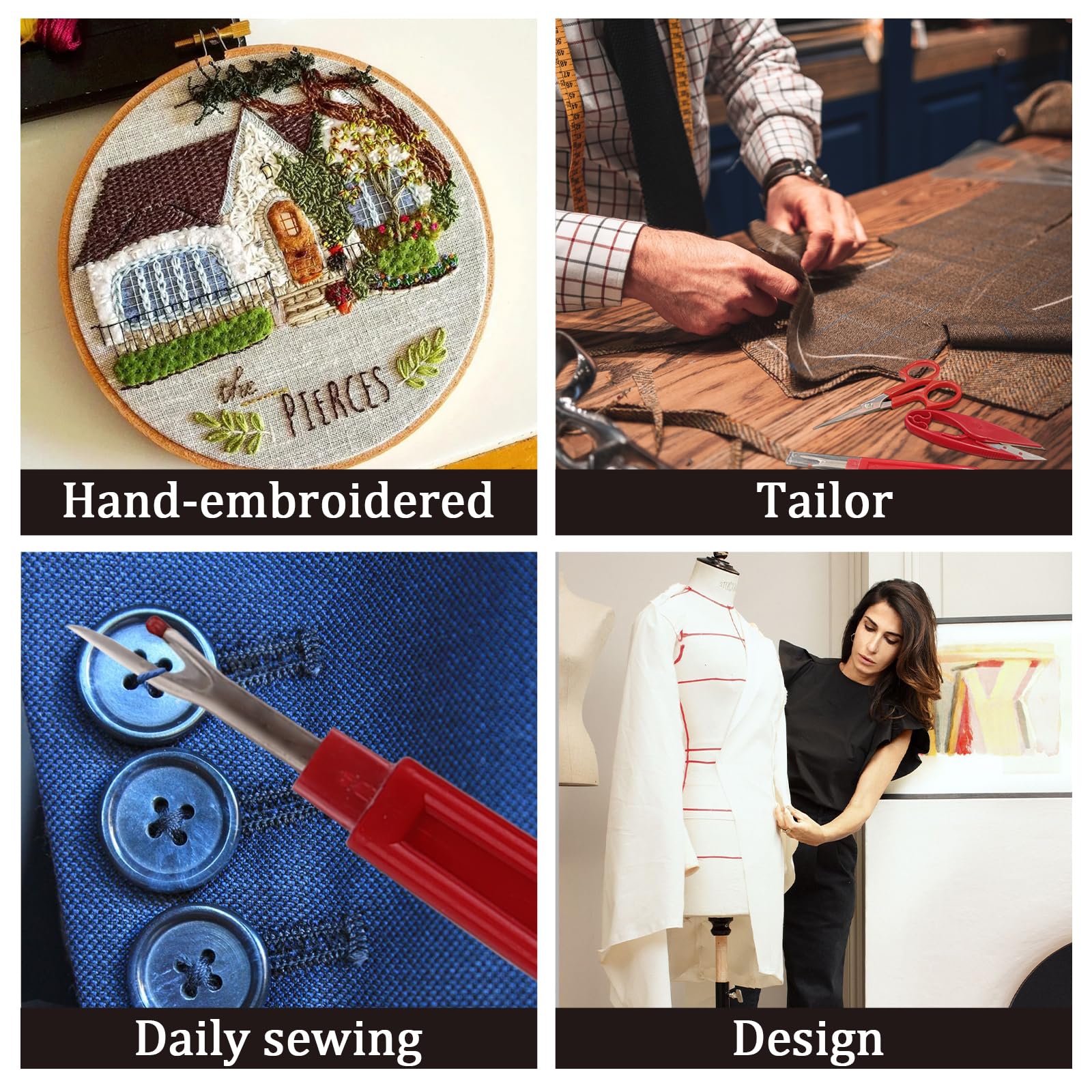 Sewing Seam Ripper Tool Thread Remover Kit 2 Big and 2 Small Handy Stitch Tools 1 Pack Thread Snips,1Pack 5 Scissor, 1 Sewing Tape Measure