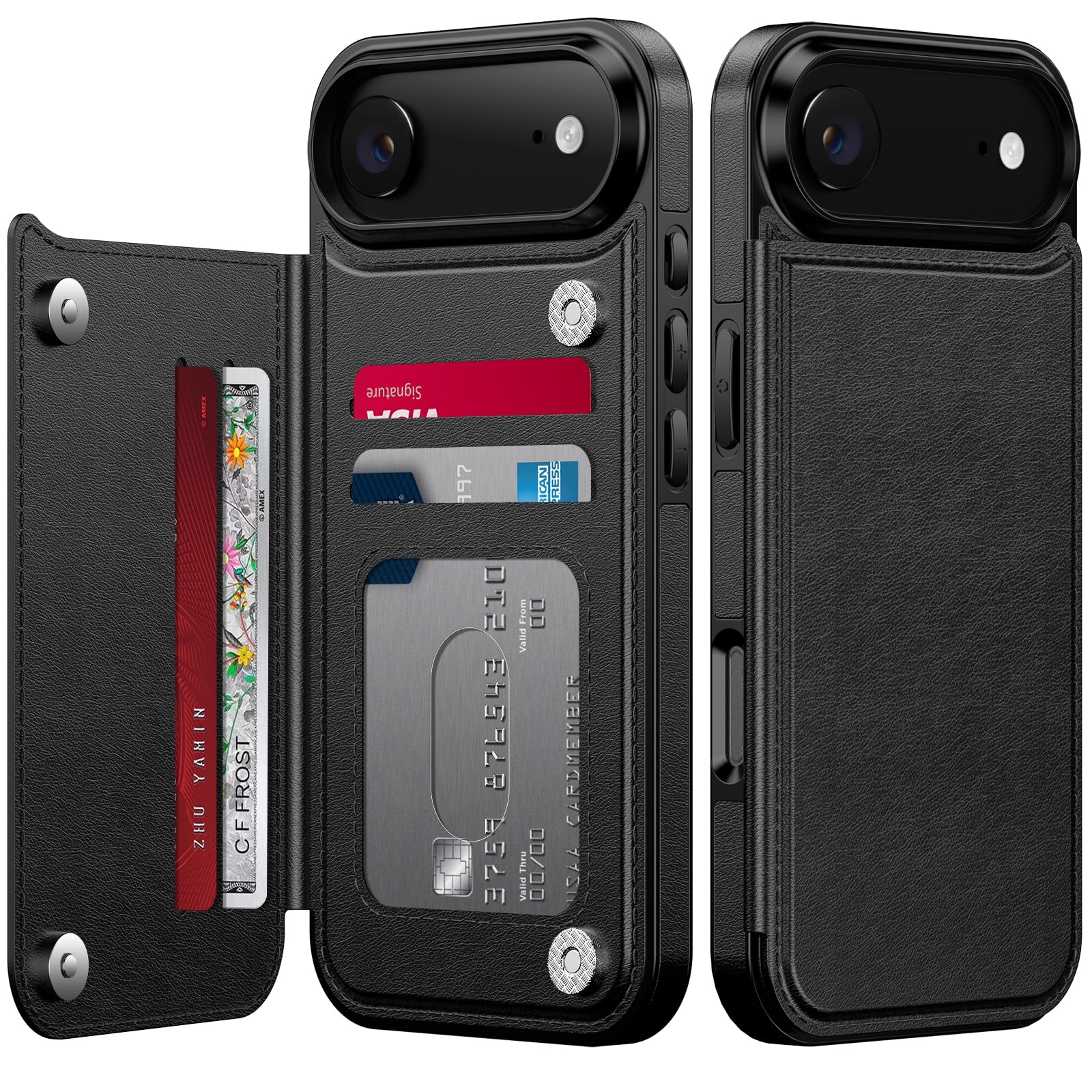 FUNMIKO for iPhone Air Case Wallet with Card Holder + Cash Clip, RFID-Blocking, Military-Grade Drop Protection, Phone Case for iPhone 17 Air - Black