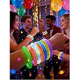 YMHYHC 40 Pack Multi-Color Glowing Bracelets, Party Favors Pack, 7 Color LED Light Up Bracelets for Adults & Kids Birthday Party Favors, Concert, New Year, Carnival, Raves