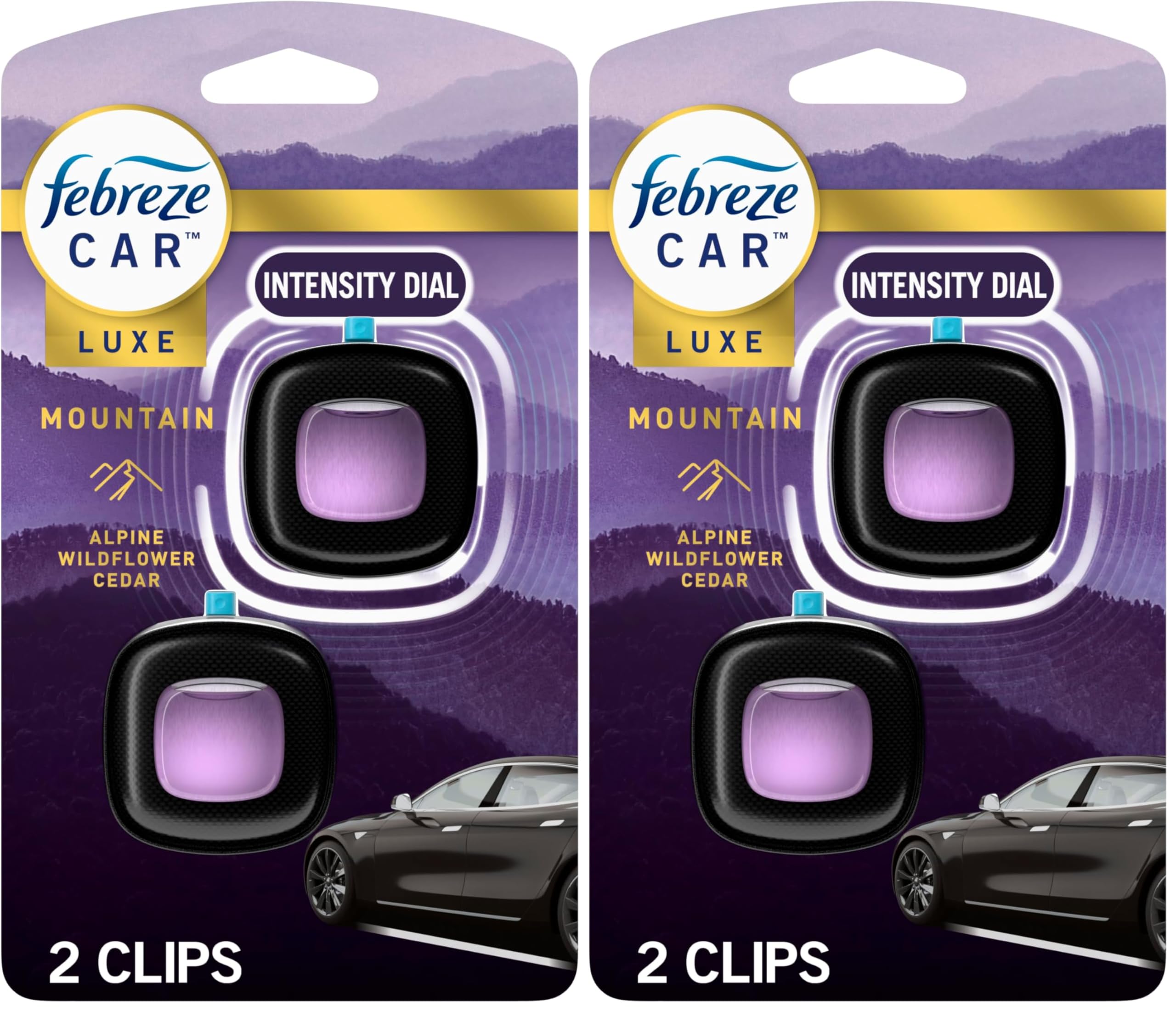 Febreze Car Mountain Scent Air Freshener Vent Clip,.07 oz,(Pack of 4)