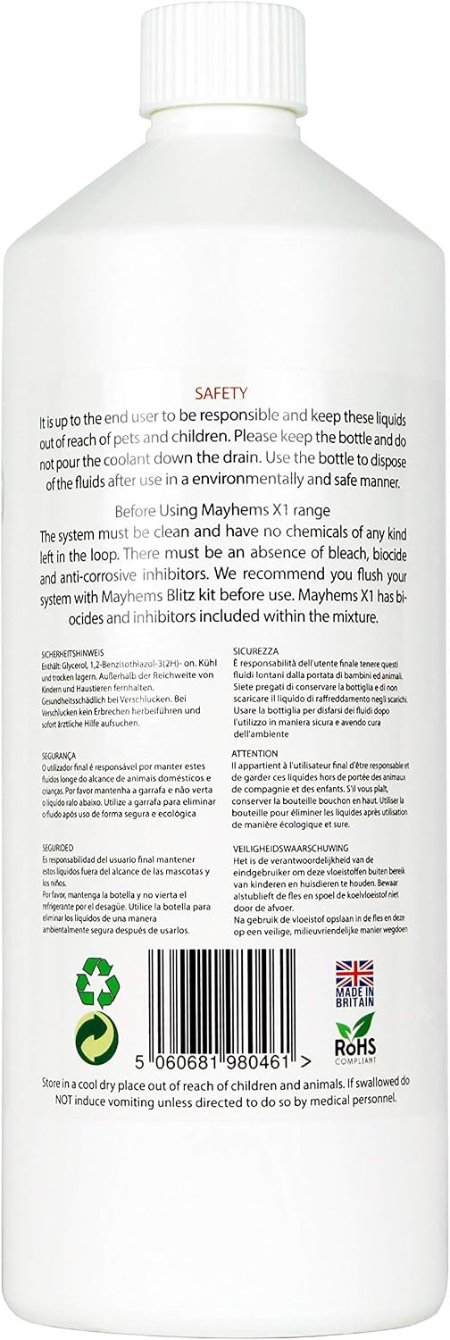 Mayhems - X1 Premixed PC Coolant - Computer Water Cooling Fluid - Liquid Cooling, Eco Friendly Series, 1 Litre, Ice Crystal Clear - Image 3