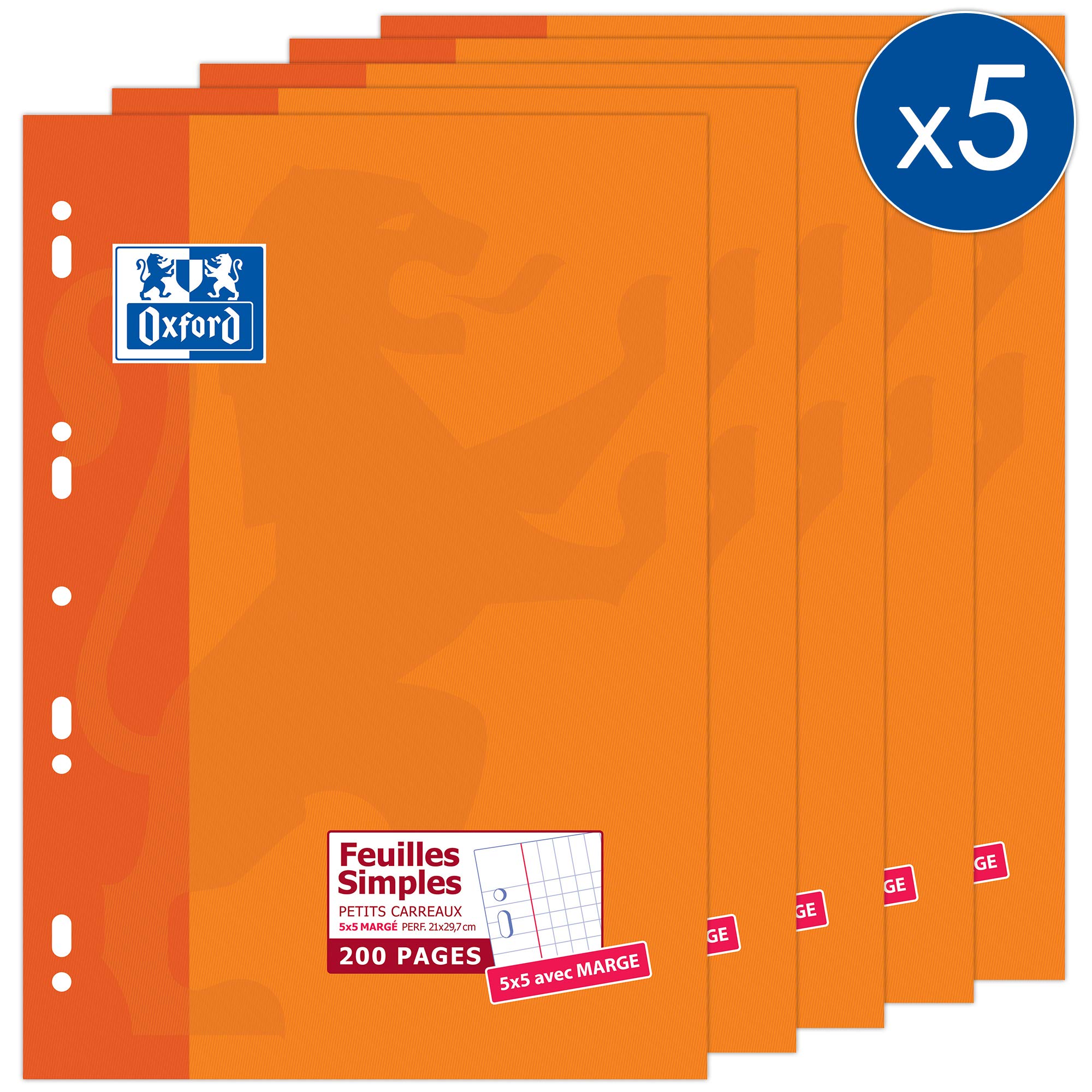 Oxford 100105677 pack of 5 x 200 pages Single Leaf Case A4 Small Tiles