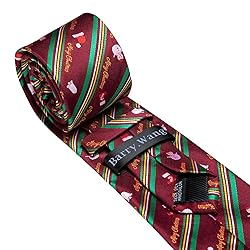 Barry.Wang Mens Christmas Tie Set Maroon Green