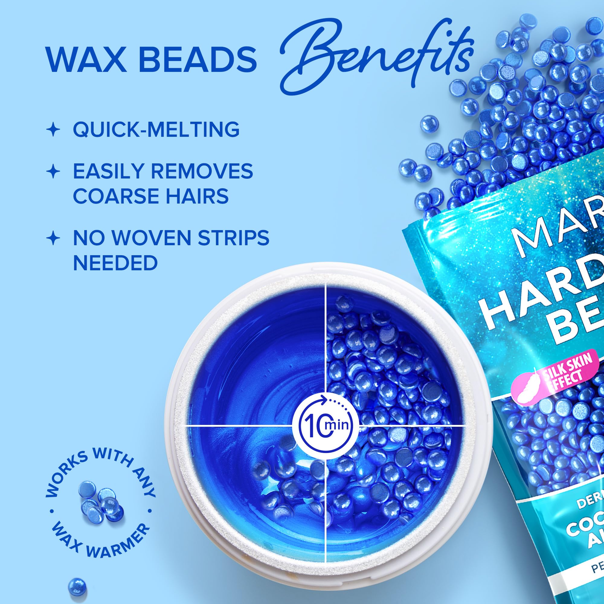 MAREE Hard Wax Beads - Hair Removal Kit with Marine Collagen Shea Butter & Aloe Vera - Body & Bikini - For Sensitive Skin - 450G