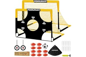 PodiuMax Kids Soccer Goal Set of 2, 4x3ft Pop up Portable Soccer Goals for Backyard, Soccer Net for Kids Age 3 4 5 6 7 8, Toddler Soccer Goal Gift with 1 Ball, 1 Target Net, 10 Cones, 2 Targets