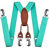 Branduce Solid Color Baby Boy Suspender with 4 Strong Clips Adjustable Kids Y Back Suspenders