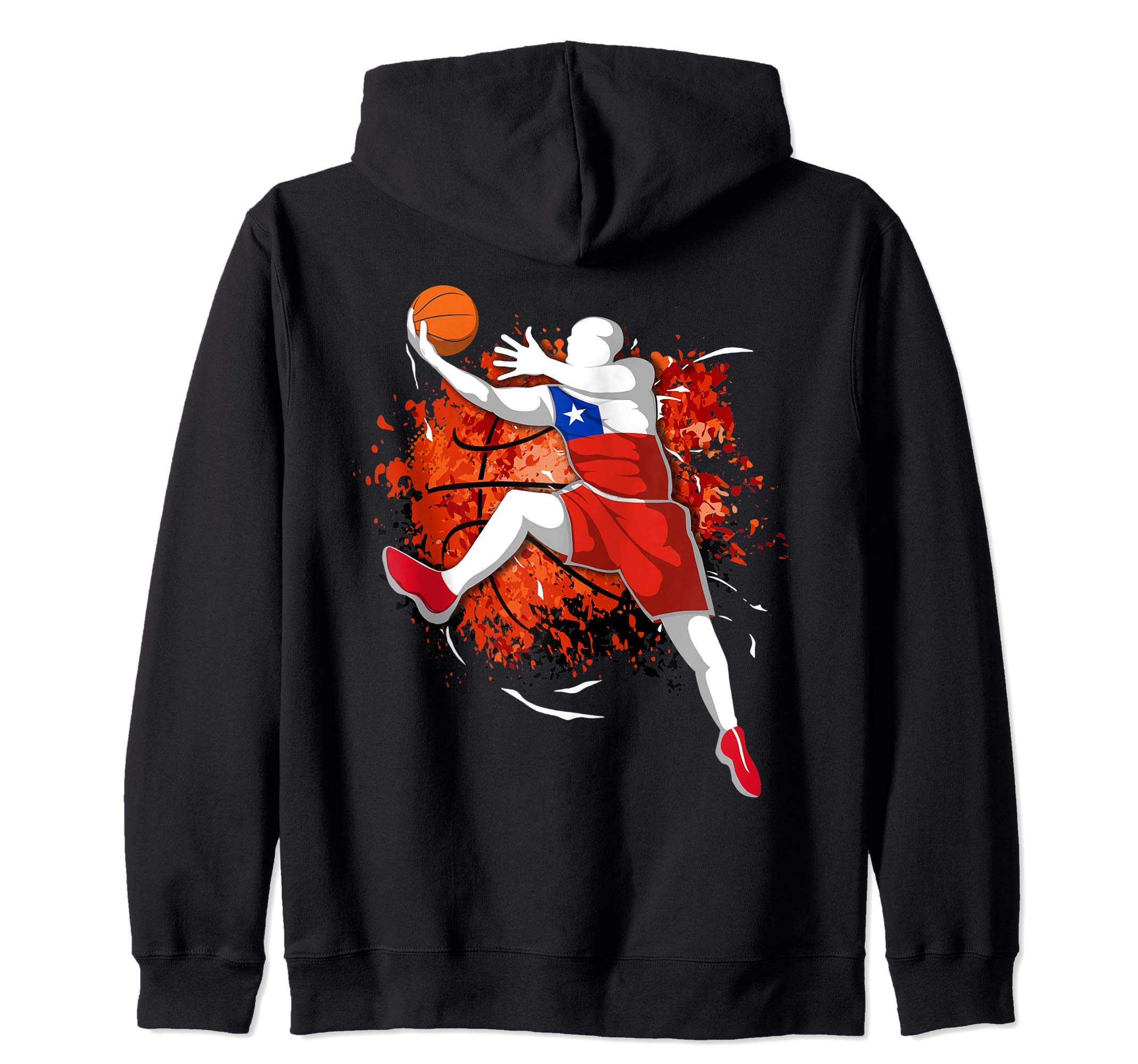 Proud Chile Basketball Lovers Chilean National Flag Sport Zip Hoodie