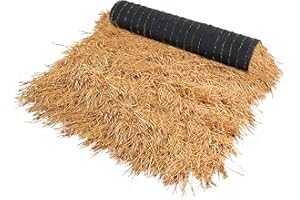 XLX TURF Synthetic Thatch Grass Roof for Nativity Scene Outdoor Tiki Bar Party Decorations Fireproof Mexican Tropical Artificial Straw Roll Garden Fence Patio, DIY Crafts, 15.74" x 4'