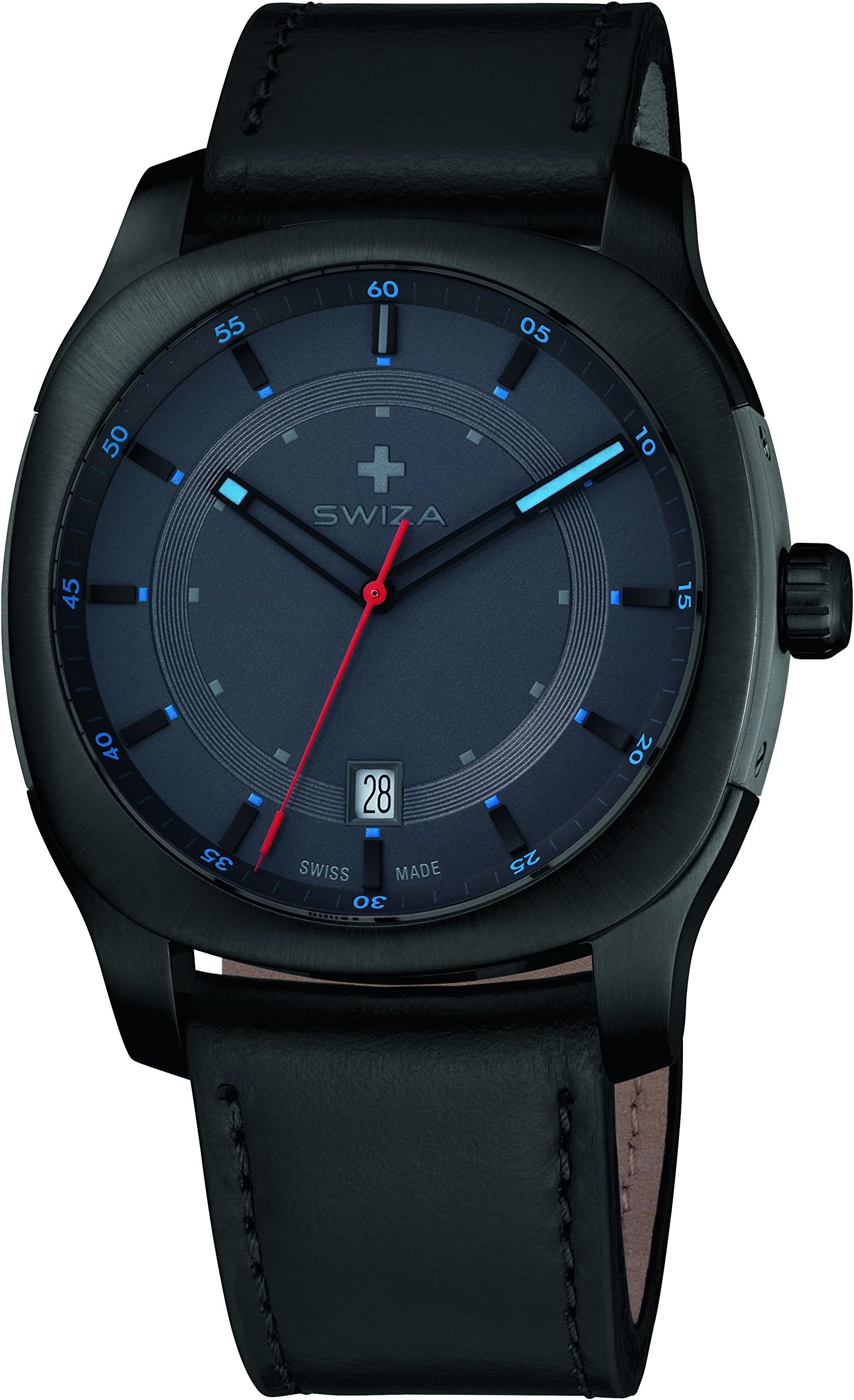 Swiza Nowus Analog Display Swiss Quartz Black Watch for Men|Strap: Genuine Leather| Warranty: 3 Years
