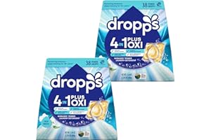 Dropps 4-in-1 Plus Oxi Crisp Breeze Power Biobased Laundry Detergent Pods (76 Pods) - Chlorine-Free Bleach Alternative Biobased Laundry Whitener, Stain & Odor Remover