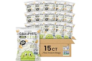 CauliPuffs - Corn, Rice, and Cauliflower Gluten Free Puffed Snack (15 x 0.75oz Bags, White Cheddar)
